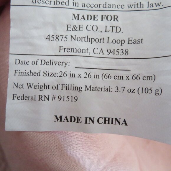 One Urban Habitat Pink Quilted Euro Sham 26" X 26" Cotton Face Cotton Filling - Picture 8 of 9